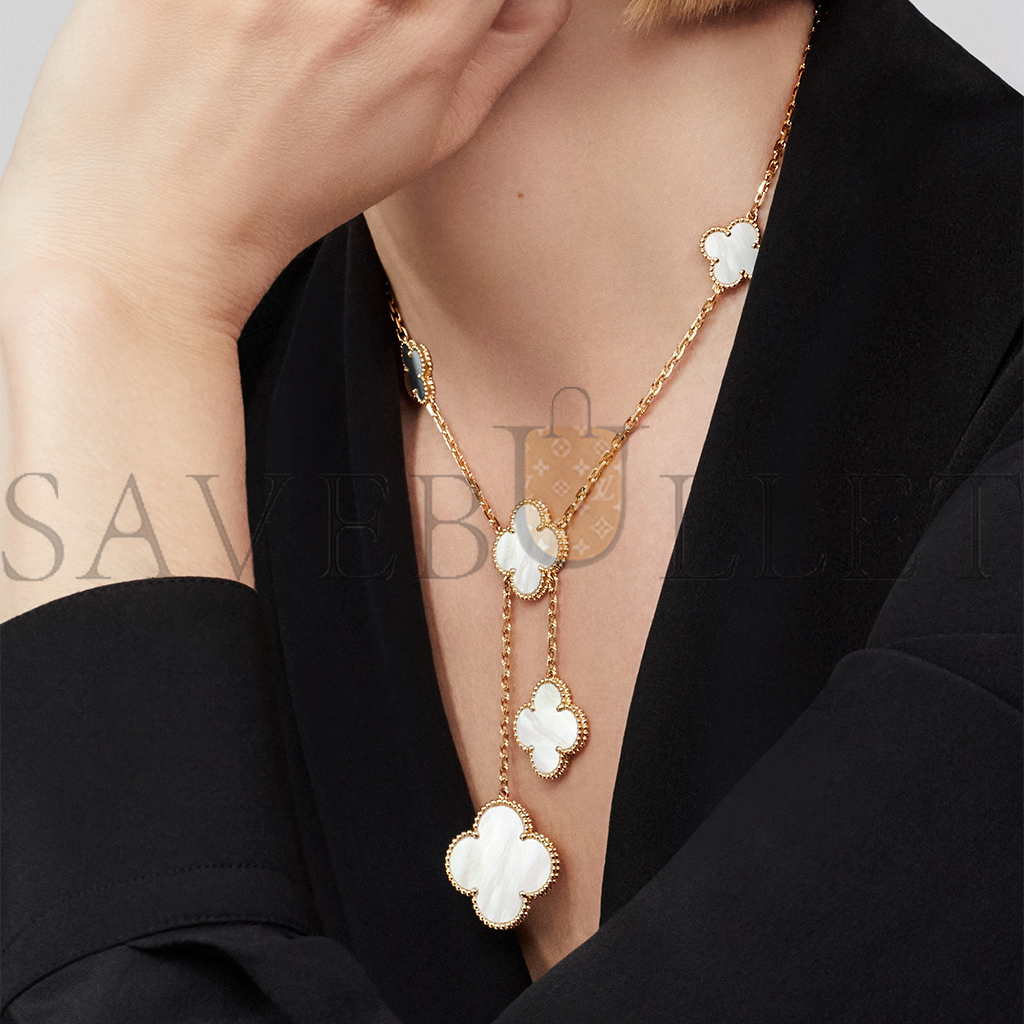 VAN CLEEF ARPELS MAGIC ALHAMBRA NECKLACE, 6 MOTIFS - YELLOW GOLD, MOTHER-OF-PEARL  VCARD79100